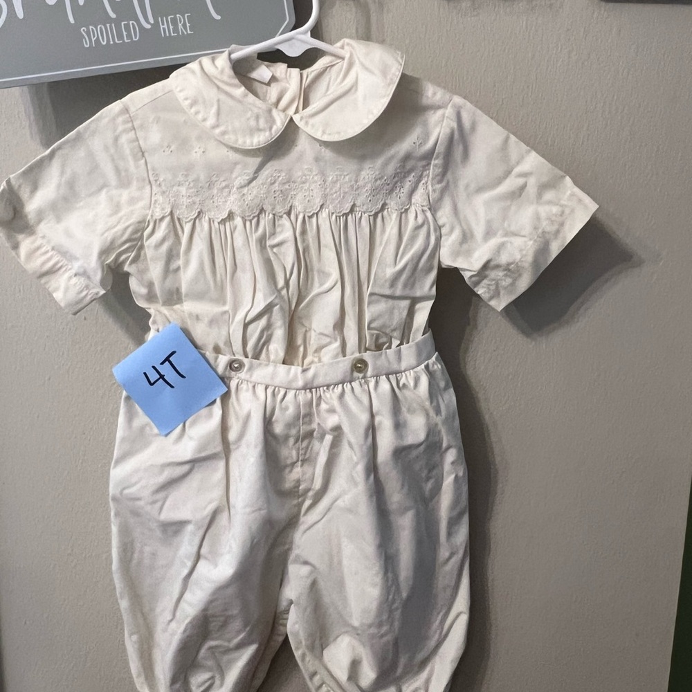 Cream Toddler Outfit with Embroidered Details